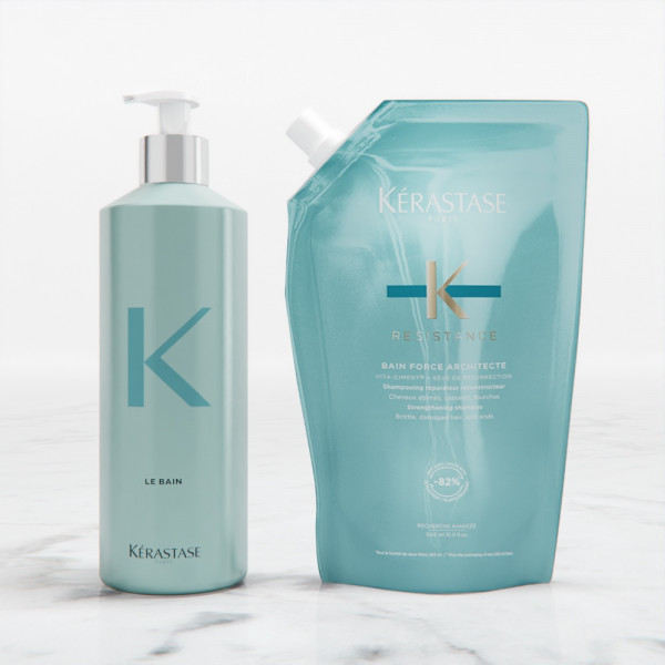 Kerastase Bain Force Architecte Refill Pouch & Aluminium Bottle 500ml